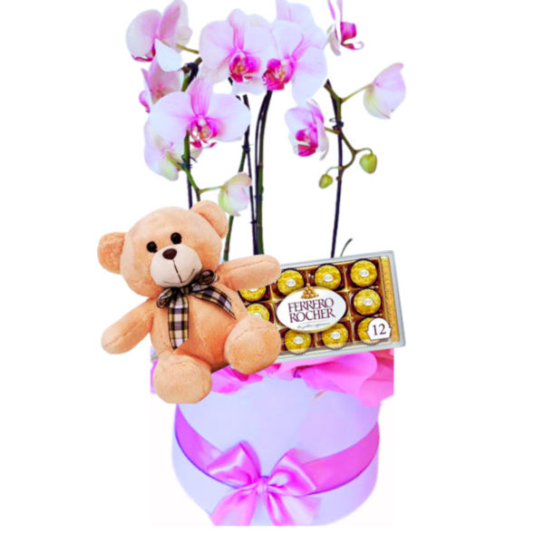 Box Orquídea com Ursinho e Bombons