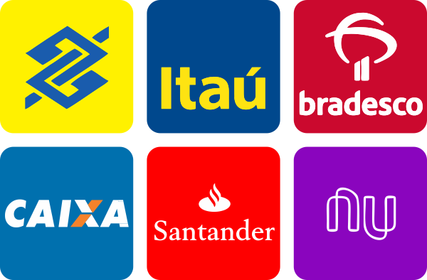 Banco do Brasil, Itaú, Bradesco, Caixa, Santander e Nu Bank