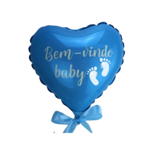 Balão personalizado Coração Azul / Prata