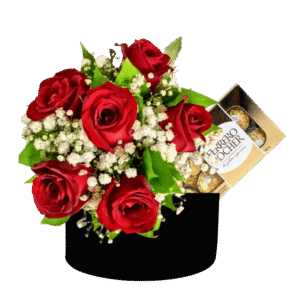 Box Rosas com Chocolates Ferrero