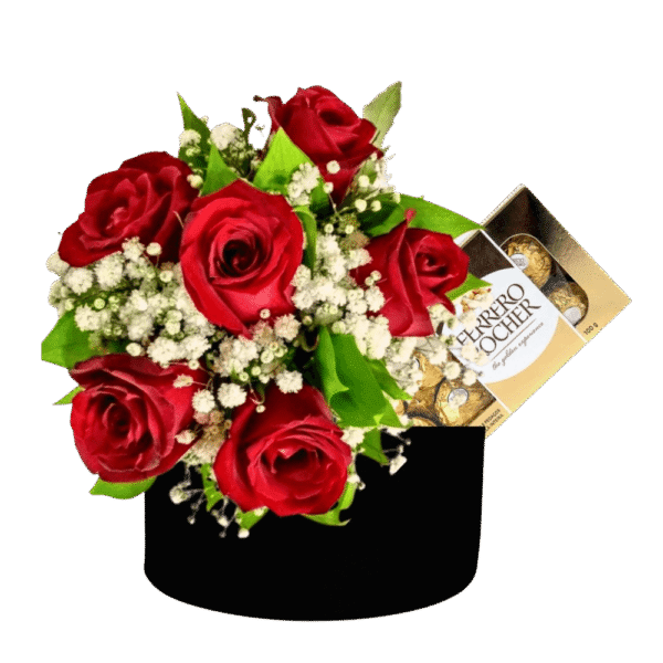 Box Rosas com Chocolates Ferrero