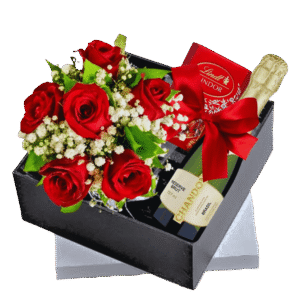Rosas com Chandon e Lindt