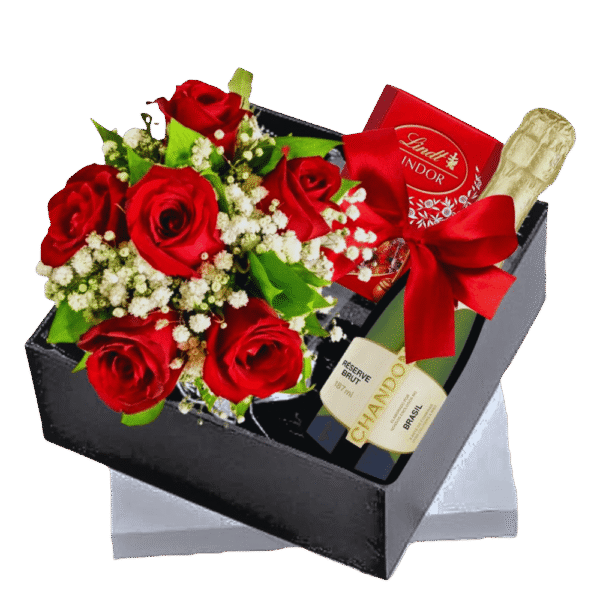 Rosas com Chandon e Lindt